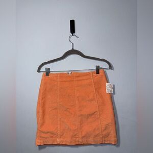 Free People Modern Femme Corduroy Mini Skirt Orange Size 6 NWT